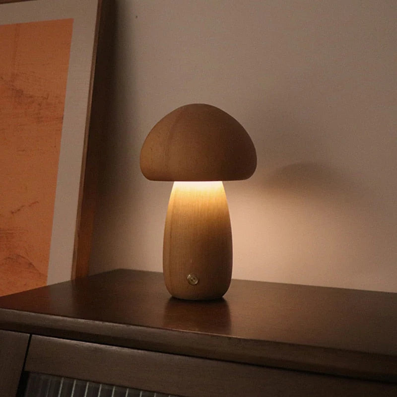 Wooden Shroom Table Lamp