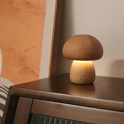 Wooden Shroom Table Lamp