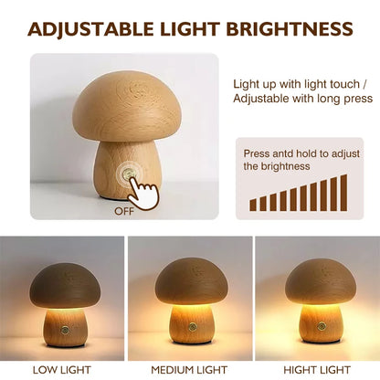 Wooden Shroom Table Lamp