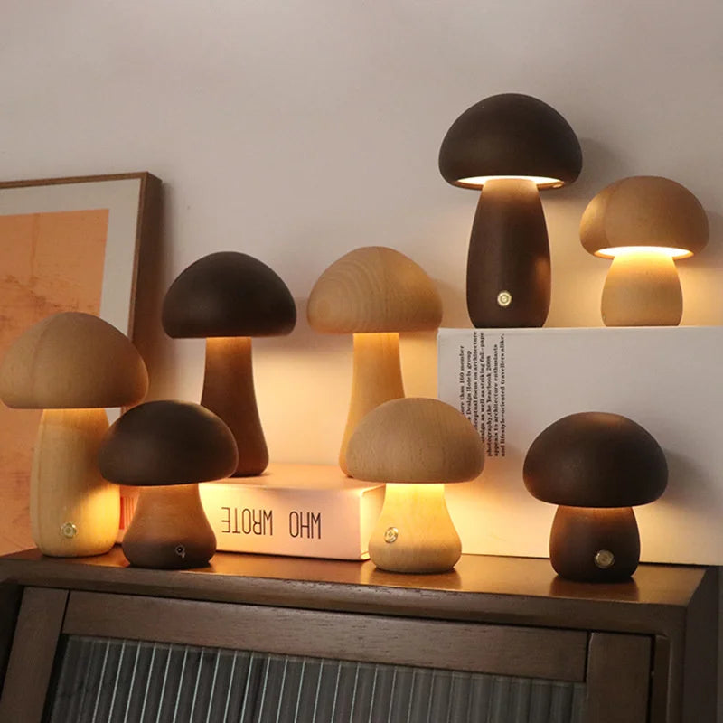 Wooden Shroom Table Lamp